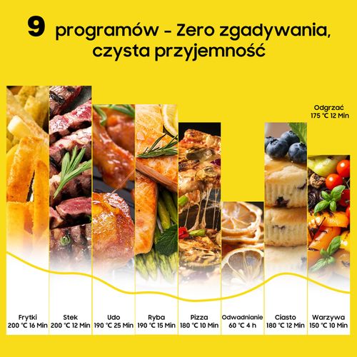 Friteuse à Air Chaud 9 Litres Af80d10w-1, Avec Fenêtre De Visualisation, 9 Programmes, 2350 W