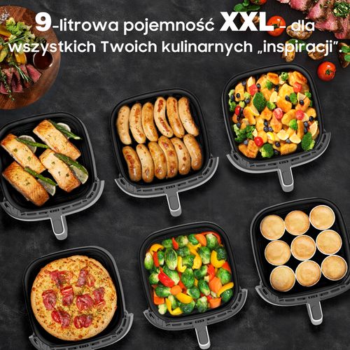Friteuse à Air Chaud 9 Litres Af80d10w-1, Avec Fenêtre De Visualisation, 9 Programmes, 2350 W