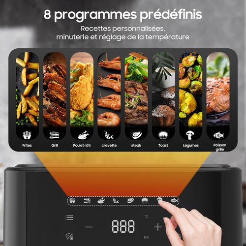 Friteuse Sans Huile, Airfryer Xl625a, 6,5l Technologie Rapid Air Fryer, 8 Programmes