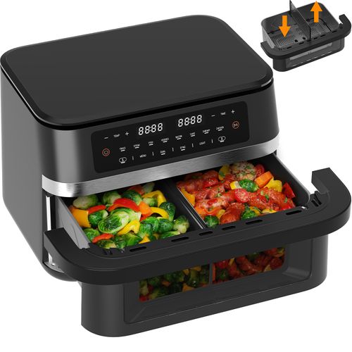 Friteuse à Air, 11l Double Zone Airfryer, Avec Séparateur Amovible - Friteuse Sans Huile Af100a