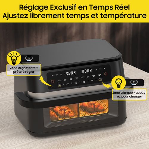 Friteuse à Air, 11l Double Zone Airfryer, Avec Séparateur Amovible - Friteuse Sans Huile Af100a
