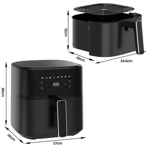 Friteuse à Air, Airfryer Xl625a, 6,5l Air Fryer, 8 Programmes, Recettes