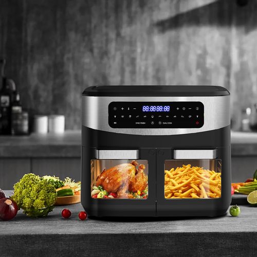 Friteuse à Air Chaud, XXL Dual Zone Air Fryer 12l, 10 En 1, Écran Tactile LED, 2600w