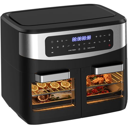 Friteuse à Air Chaud, XXL Dual Zone Air Fryer 12l, 10 En 1, Écran Tactile LED, 2600w