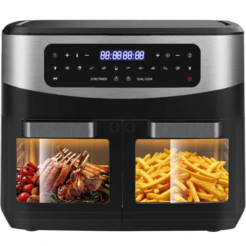 XXL Dual Zone Air Fryer 12l, Friteuse Sans Huile, 10 In 1, Écran Tactile LED, 2600w