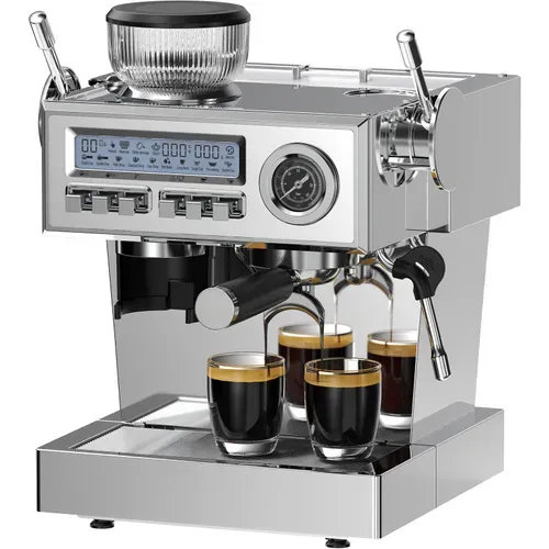 Machine à Café Expresso Avec Broyeur Intégré, 20 Bars, Autonettoyante, 1.6 L, 2050 W