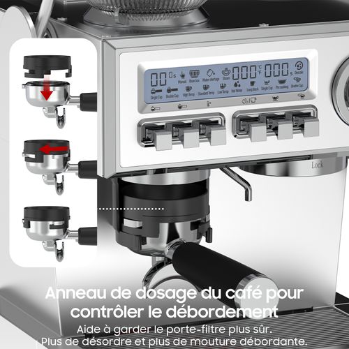 Machine à Expresso 20 Bars, Broyeur Intégré Et Autonettoyante, 1.6 L, 2050 W