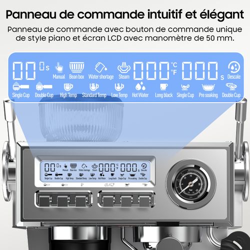 Machine à Expresso 20 Bars, Broyeur Intégré Et Autonettoyante, 1.6 L, 2050 W