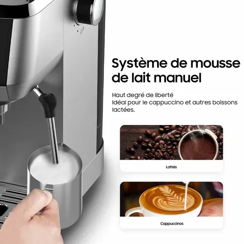 Juanita GalaSlender Machine à Café Expresso Semi-automatique 1350W 20 Bars - Inox