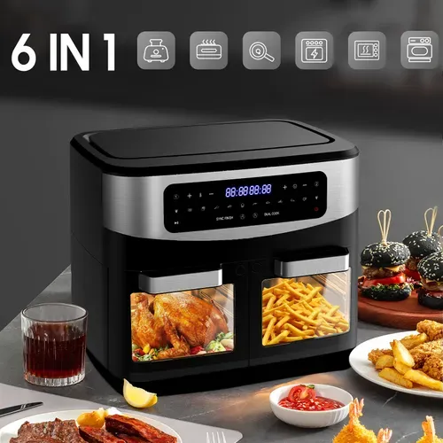 Friteuse Sans Huile, XXL Dual Zone Air Fryer 12l, 10 En 1, Écran Tactile, 2600W