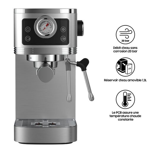 Machine à Expresso à Pompe Italienne,20 Bars, 1350w, Réservoir 1.3l