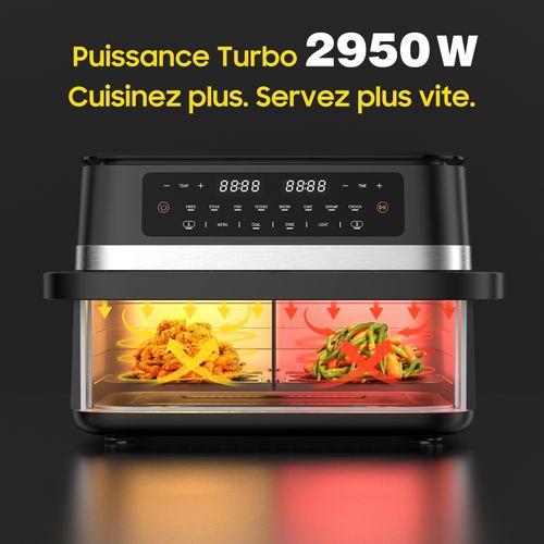 Friteuse à Air Double Zone 11l Avec Séparateur Amovible - Friteuse Sans Huile 2x5.5l, 8-en-1