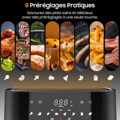 Friteuse Air Fryer 9L - XXL  avec Fenêtre - Friteuse à Air, 1800W, 8 en 1, Recettes