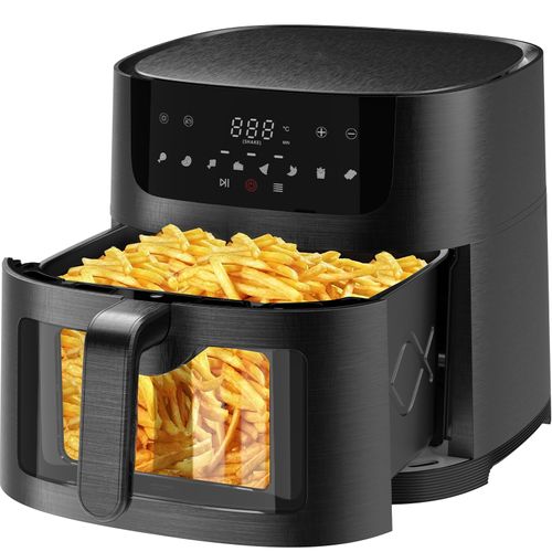 Friteuse Air Fryer 9L - XXL  avec Fenêtre - Friteuse à Air, 1800W, 8 en 1, Recettes
