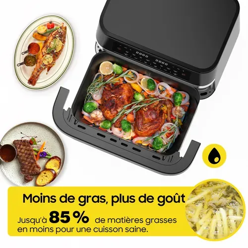 Friteuse à Air Double Zone 11l Avec Séparateur Amovible - Airfryer Sans Huile AF100A, 8-en-1