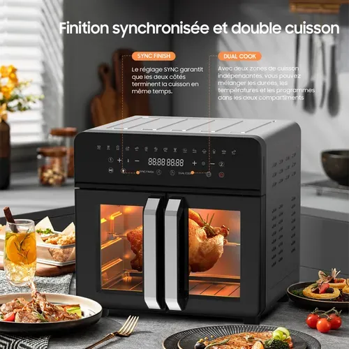 Double Zone Friteuse à Air Chaud Afto-2301dt 23l Noir
