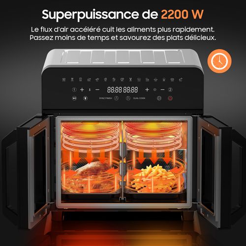 Double Zone Friteuse à Air Chaud Afto-2301dt 23l Noir