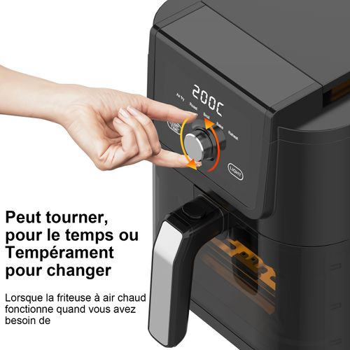 Z SwissHome PETIT Friteuse à Air Chaud 2.5L 1200W - Compacte, Sans Huile, Temp 80-200°C, Minuterie 30min - Idéale Pour Repas Sains