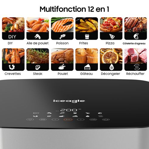 Friteuse Sans Huile 9l Air Fryer Af08010 Avec Fenêtre Visible