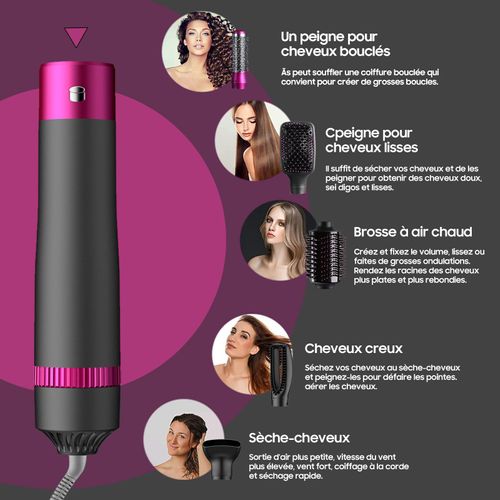 Brosse Soufflante Set 5 En 1, Brosse à Cheveux Amovible
