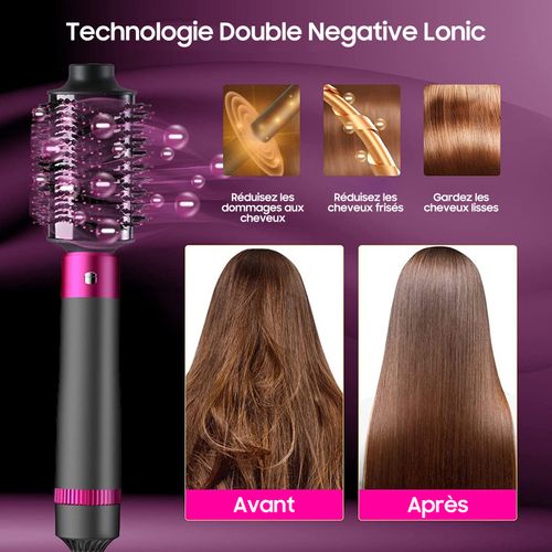 Brosse Soufflante Set 5 En 1, Brosse à Cheveux Amovible