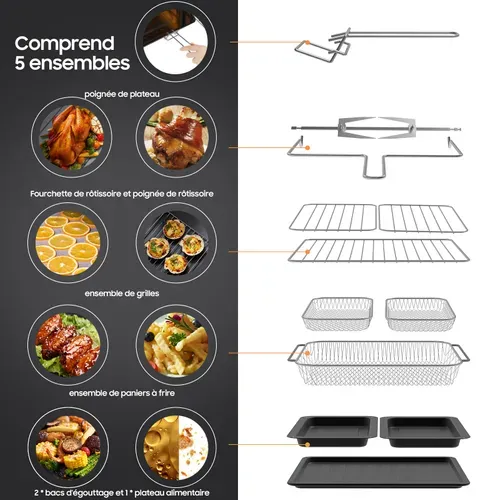 Friteuse à Air 23l Dual Zone XXL Friteuse Sans Huile Air Fryer, 15 Programmes, 2200w, Recette