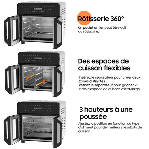 Friteuse à Air 23l Dual Zone XXL Friteuse Sans Huile Air Fryer, 15 Programmes, 2200w, Recette