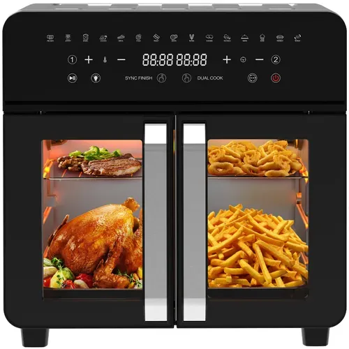 Friteuse à Air 23l Dual Zone XXL Friteuse Sans Huile Air Fryer, 15 Programmes, 2200w, Recette