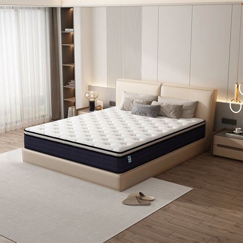 Ensemble 140x190cm Matelas à Ressorts + Sommier Avec Lattes Larges, Epaisseur 25cm