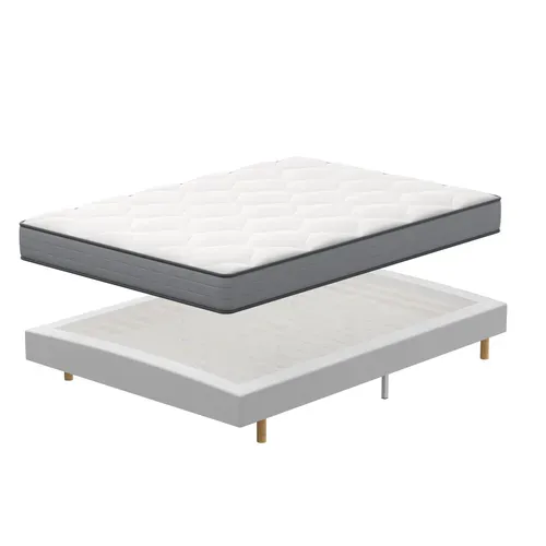 Ensemble Matelas à Ressorts 160x200 cm Epaisseur 20 cm + Sommier Tapissier Déco
