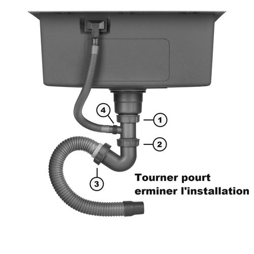 Cuisine Évier Simple En Acier Inoxydable 55*45*19cm - Noir Avec Panier Télescopique