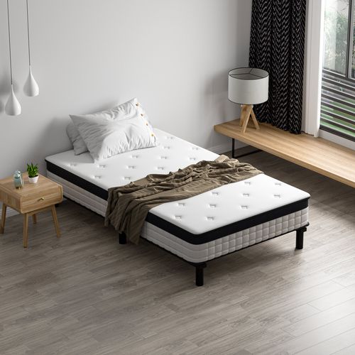 Matelas à ressort ensachés 90x200 cm + Cadre De Lit En Fer
