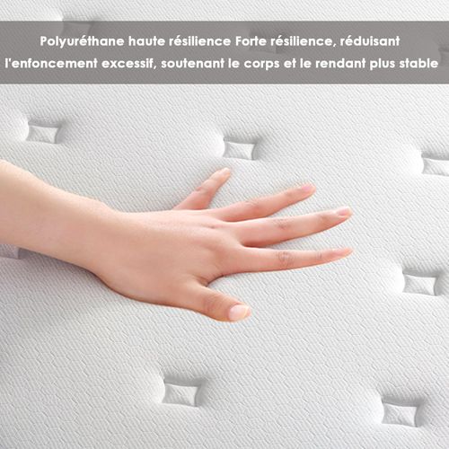 Matelas à ressort ensachés 90x200 cm + Cadre De Lit En Fer