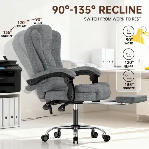 Chaise De Bureau Ergonomique Avec Repose-pieds Et Fonction D'inclinaison Réglable - Gris