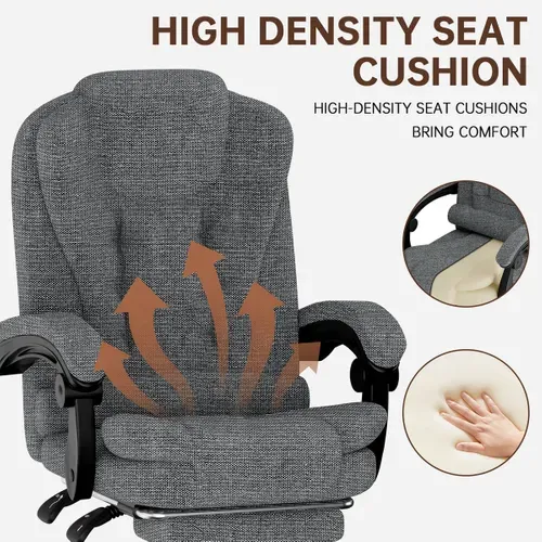 Chaise De Bureau Ergonomique Avec Repose-pieds Et Fonction D'inclinaison Réglable - Gris