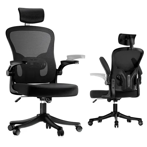 Fauteuil Gaming Ergonomique Avec Appui-tête, Accoudoirs Et Hauteur Réglables - Noir