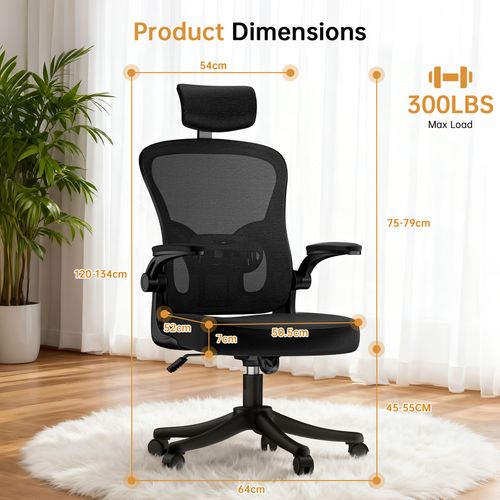 Fauteuil Gaming Ergonomique Avec Appui-tête, Accoudoirs Et Hauteur Réglables - Noir