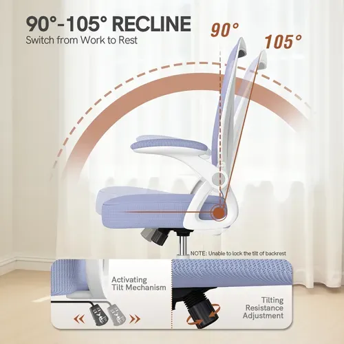 Fauteuil De Bureau Ergonomique En Maille Avec Soutien Lombaire, Accoudoirs Réglables - Pourpre