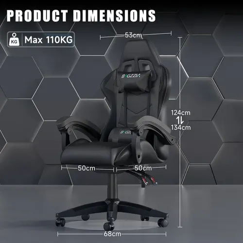 Fauteuil Gaming Ergonomique Réglable Avec Coussin Lombaire Et Appui-tête - Noir Et Gris