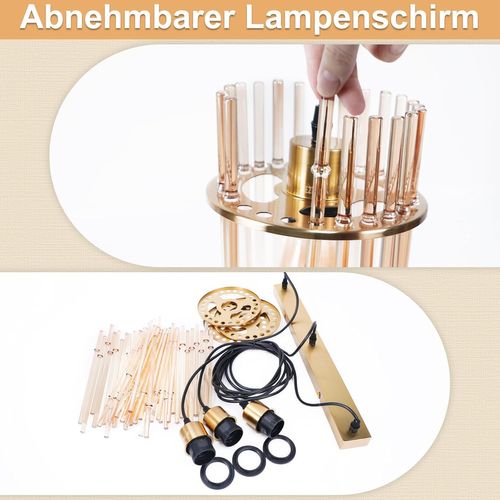 Suspension Dorée Vintage, 3-lampes Verre E27, Ø 16 Cm Pour Cuisine.