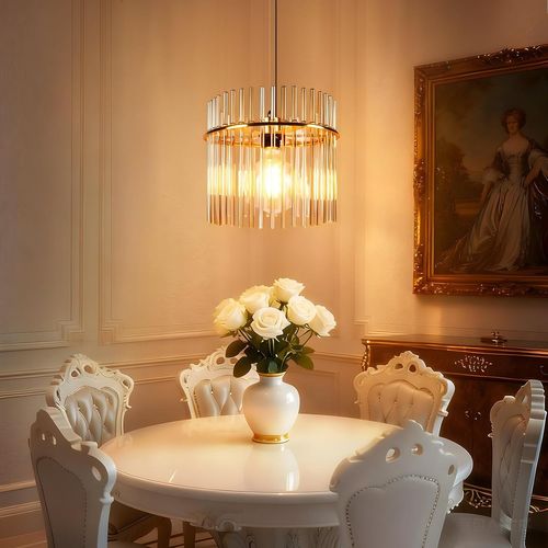 Suspension Dorée Rétro, Lampe Verre E27, Ø 30 Cm Pour Cuisine et Café.