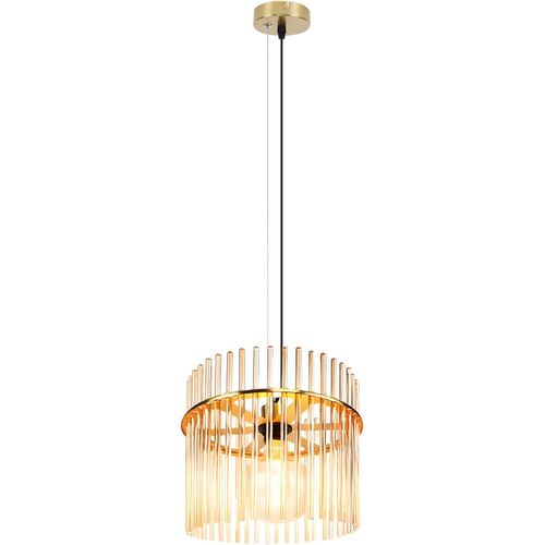 Suspension Dorée Rétro, Lampe Verre E27, Ø 30 Cm Pour Cuisine et Café.