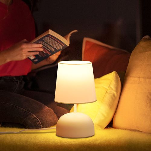 Lampe De Chevet En Tissu Blanc, Design Moderne Avec Câble (sans Ampoule).