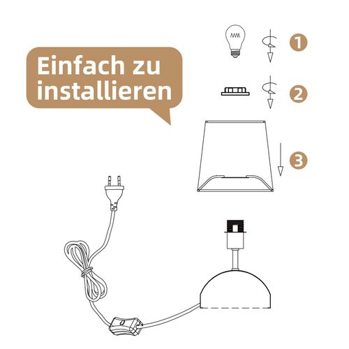 Lampe De Chevet En Tissu Blanc, Design Moderne Avec Câble (sans Ampoule).