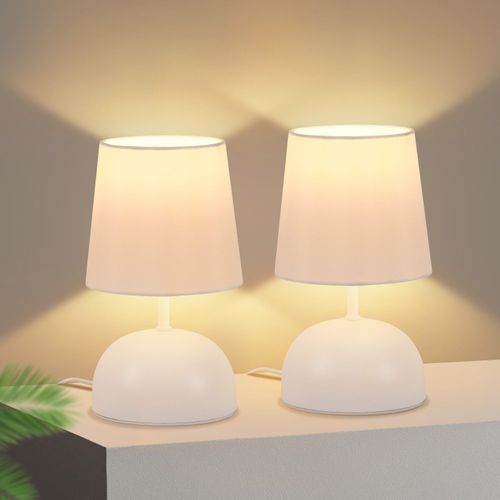 Lampe De Chevet En Tissu Blanc, Design Moderne Avec Câble (sans Ampoule).