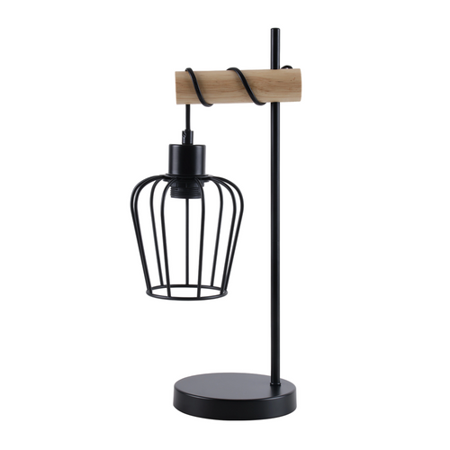 Nettlife Lampe De Table Vintage, Design Industriel En Bois Et Métal, Douille E27.