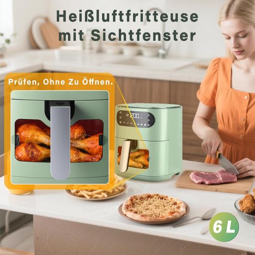 Friteuse Électrique Sans Huile 6L 1500W friteuse à air Silencieuse Air Fryer avec 7 Programmes