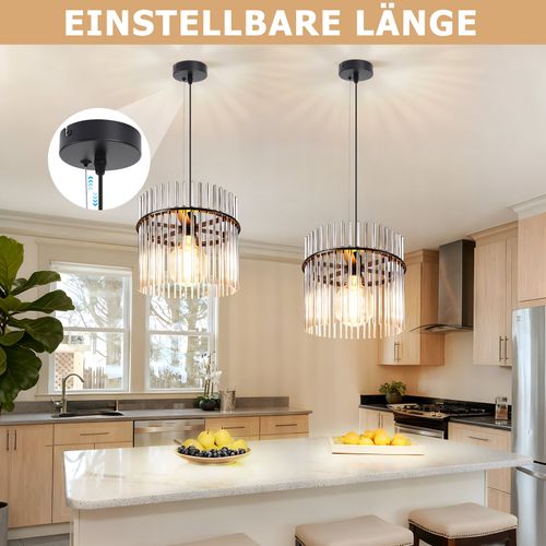 Suspension 1 Flamme Verre Modern Noir E27 Ø 30 Cm (sans Ampoule)