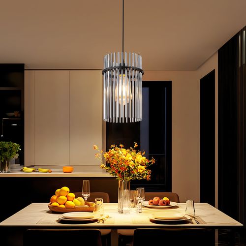 Suspension 1 Flamme Verre Modern Noir E27 Ø 16 Cm (sans Ampoule)