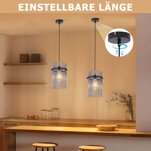Suspension 1 Flamme Verre Modern Noir E27 Ø 16 Cm (sans Ampoule)